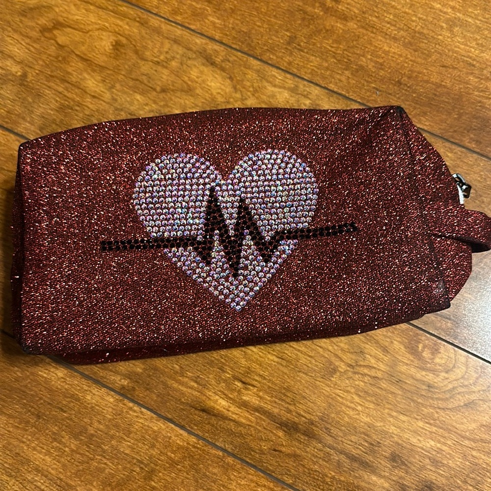 Red rebel sparkle bling makeup bag